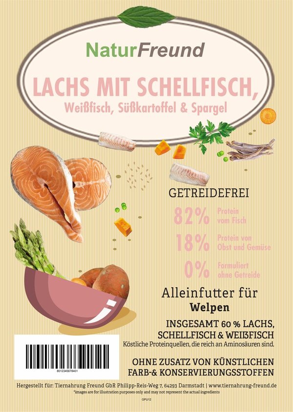 NaturFreund Junior Lachs mit Schellfisch, blauem Wittling, Süßkartoffel & Spargel