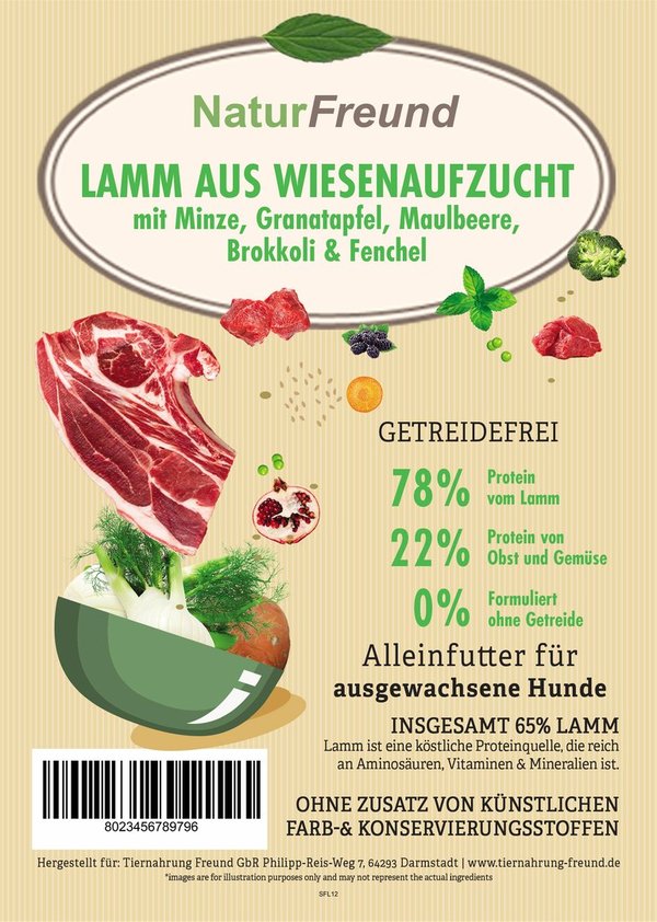 NaturFreund SUPERFOOD Lamm aus Wiesenaufzucht mit Minze